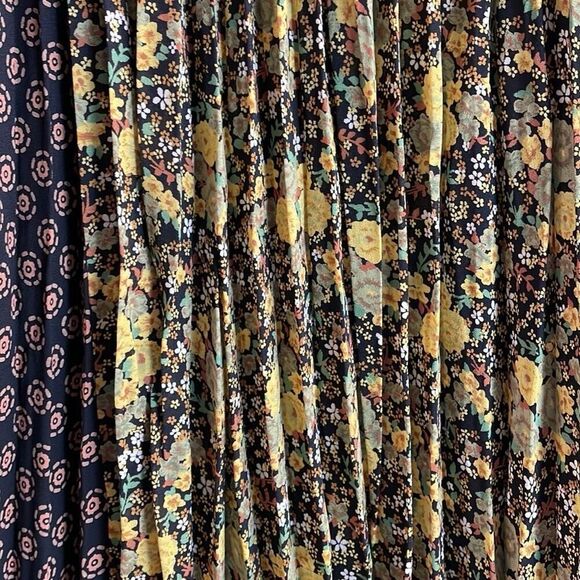 Vintage TRIO NY Peasant Pleated Patchwork Maxi Skirt Yellow Green,Black Size 8 - Picture 8 of 11